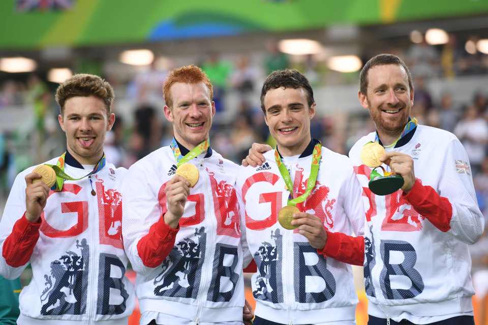  Sir Bradley Wiggins led Team GB to team pursuit gold in the cycling on Friday