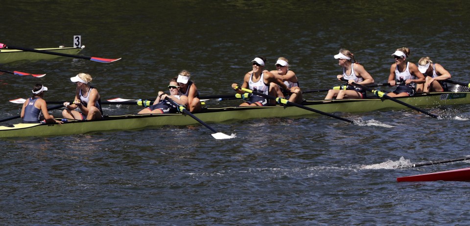  Smiles . . . rowers after silver-winning performance