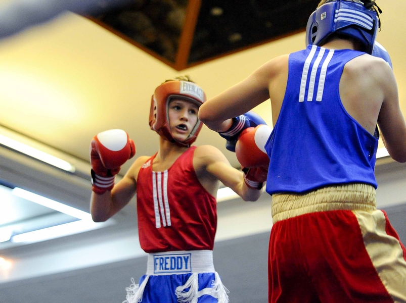  18-year-old Freddy Young sparring in ring