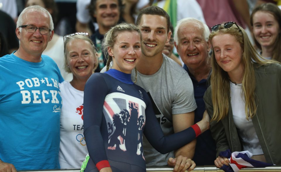  James with her family and Wales rugby star North after bagging her silver