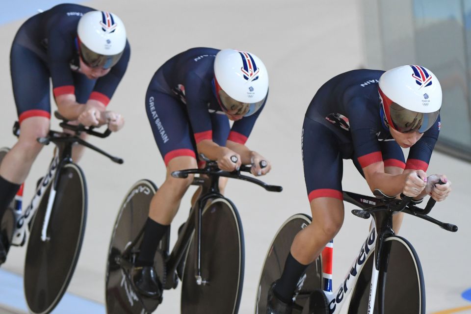  Blistering pace . . . Rowsell-Shand, Trott and Archibald on their way to gold