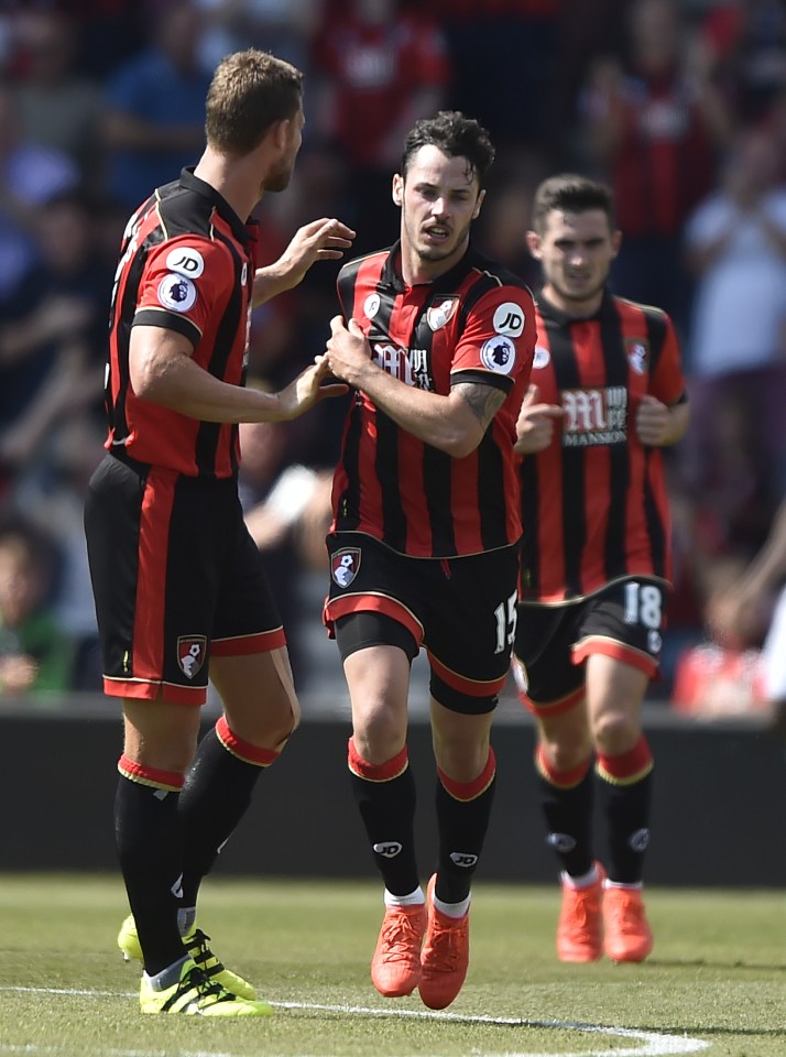 Adam Smith half-celebrates his stunning strike as Cherries fall to defeat