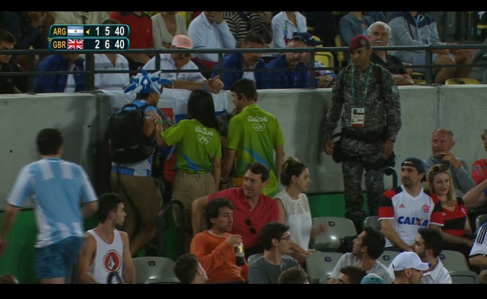  Army officials and games makers had to show the two Argentina fans out of the tennis venue