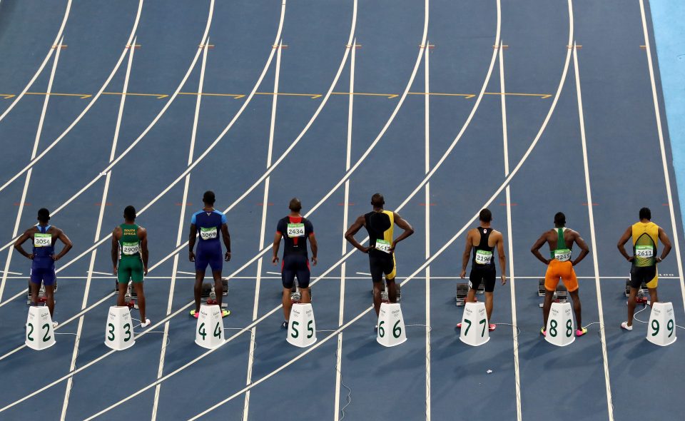  Eight men get set for the 100 metres final in Rio