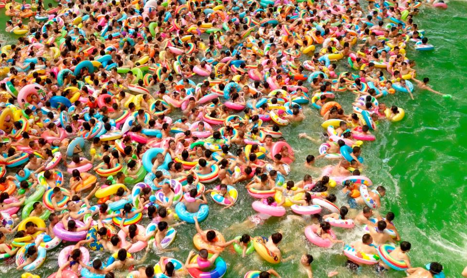  The pool was so full it was difficult to even see the water from above