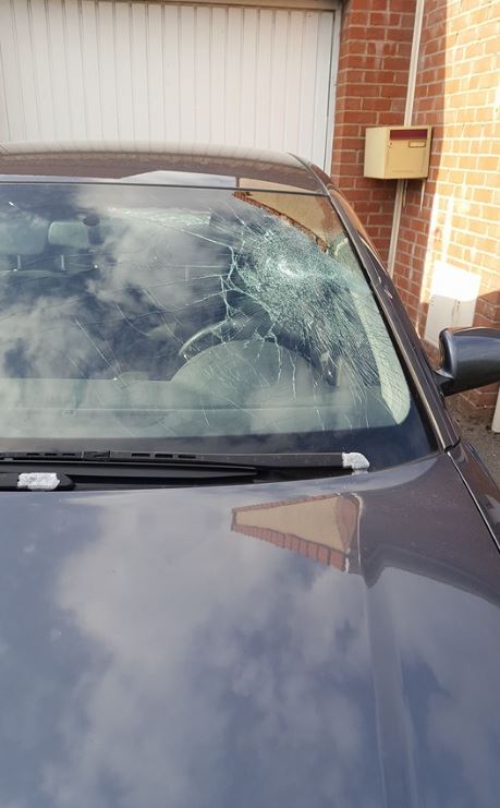  This Audi was smashed up by a gang of migrants wielding knives and baseball bats in Calais