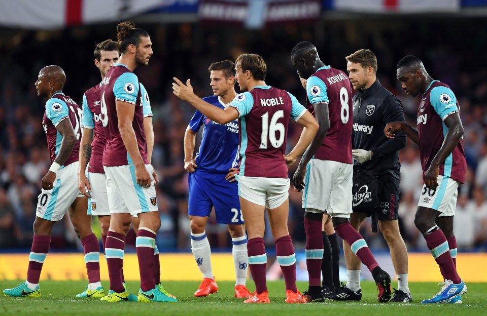  Noble was unhappy with Diego Costa's challenge on goalkeeper Adrian