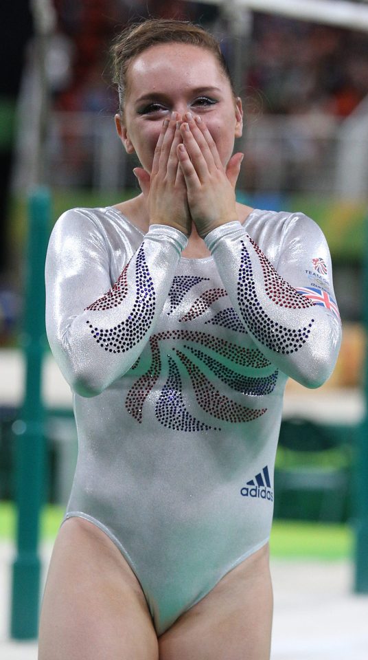  Emotional Amy Tinkler reacts after hearing she has won bronze