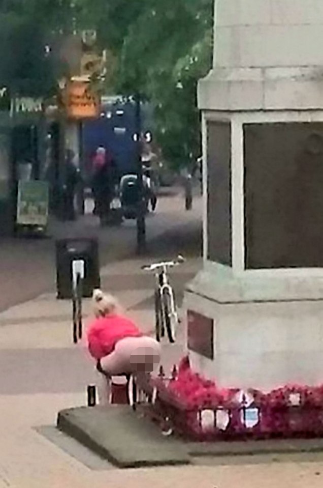  Martin urinating on the monument by poppy wreaths – placed there for the Somme commemorations