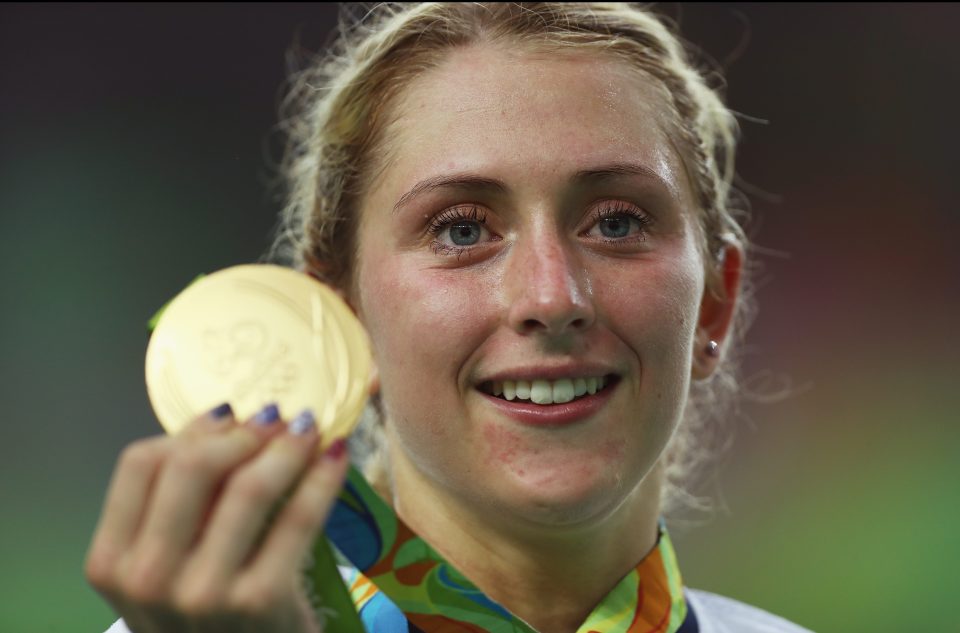  Laura Trott poses with one of her two Olympic medals she has won at the Rio games