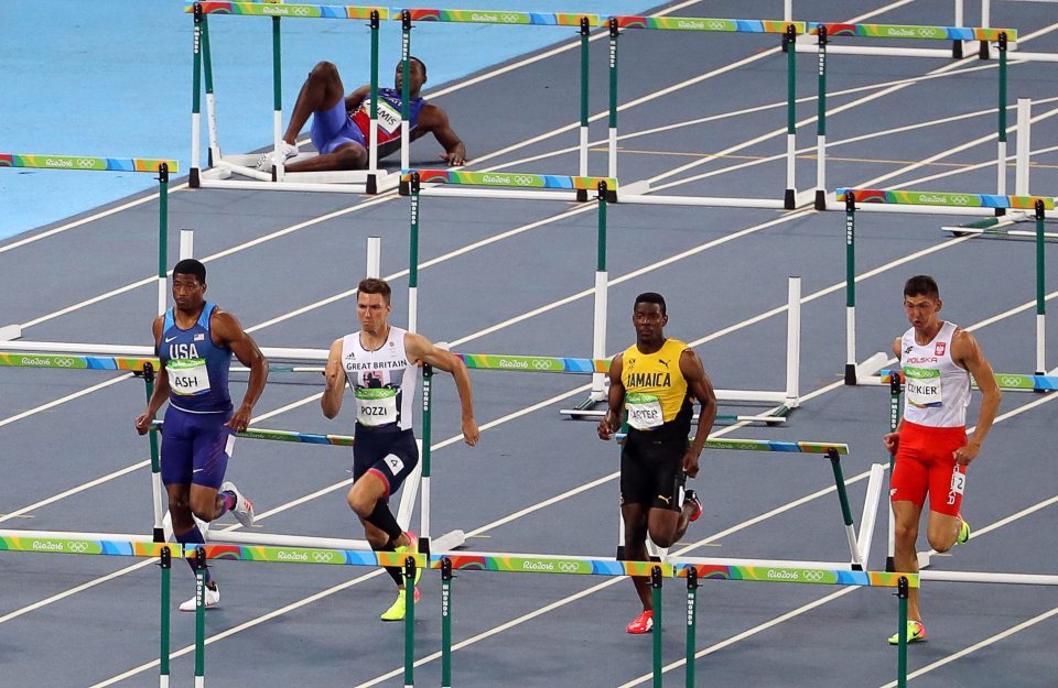  The Haiti hurdler got up to complete the race to a standing ovation