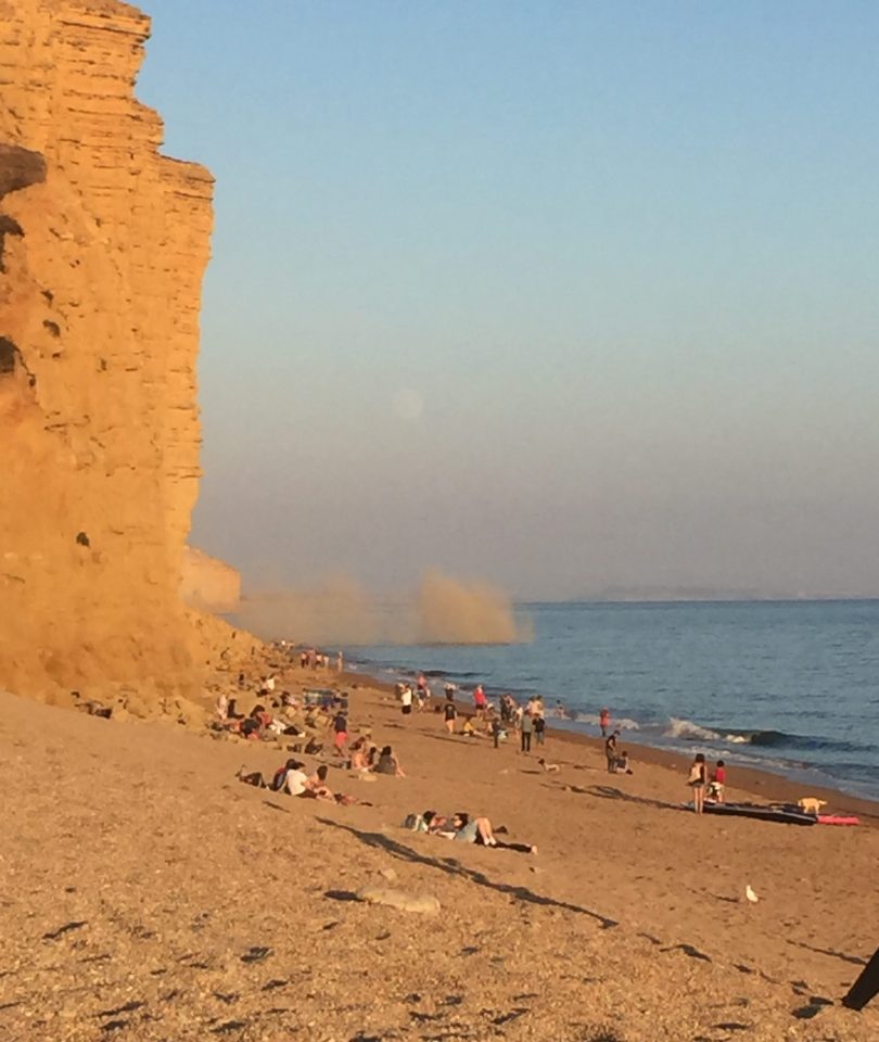  The massive rock fall narrowly missed scores of people at West Bay in Dorset