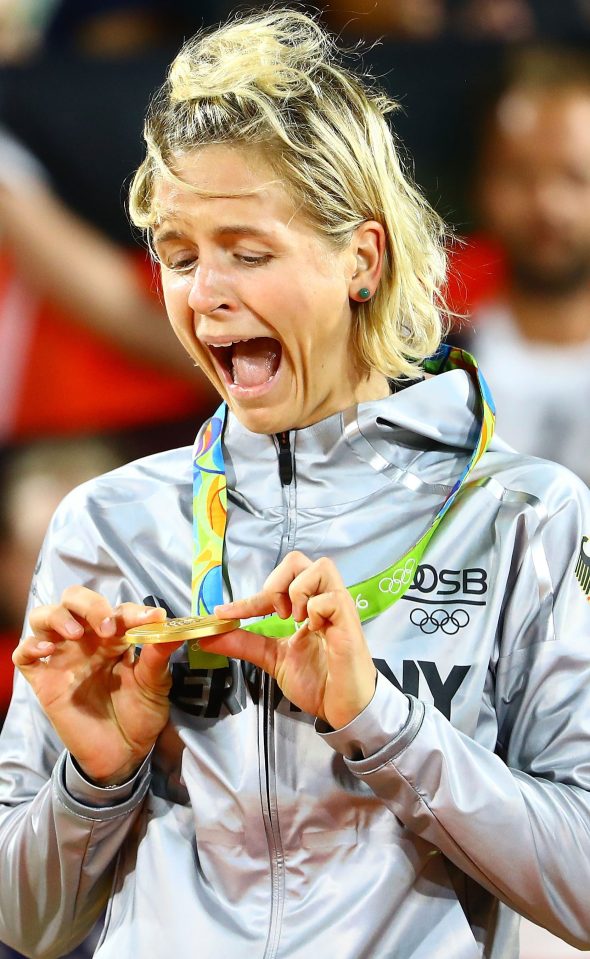  Laura Ludwig enjoys winning her gold medal