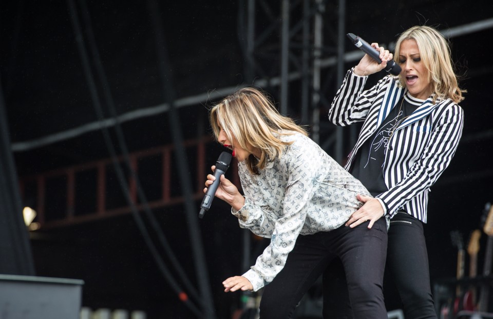  All Saints' Melanie Blatt and Nicole Appleton put on a raunchy display at the V Festival in Staffordshire