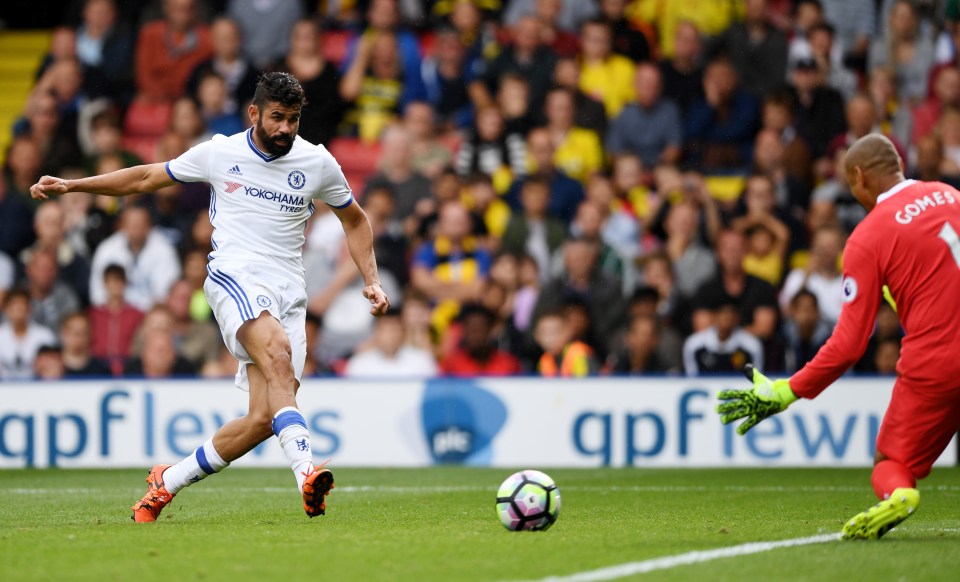  Diego Costa slots home the winner at Vicarage Road with just three minutes left