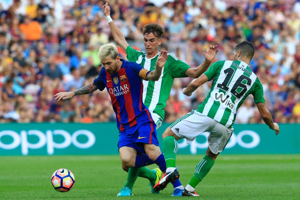 Lionel Messi bagged a brace as Luis Suarez scored a hat-trick to down Real Betis