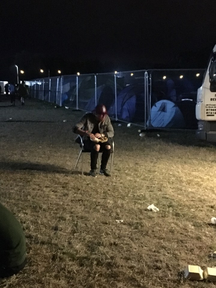  Mark was spotted eating a burger alone after fleeing the VIP tent after the fight