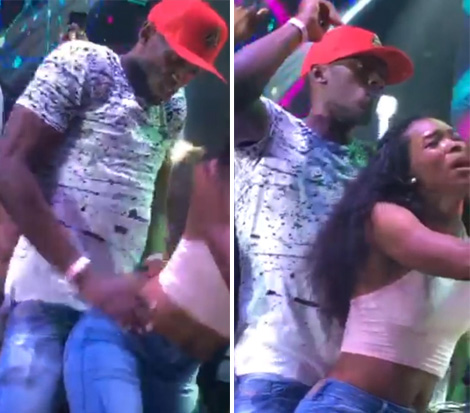 Usain Bolt dances with a twerking club girl on Sunday at club All In