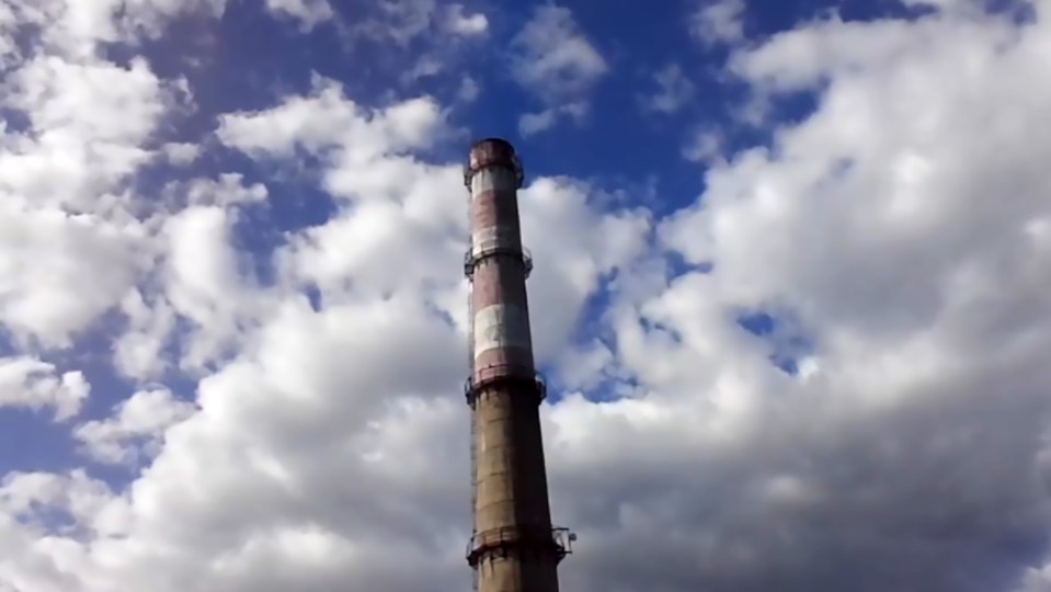  And a shot taken of the chimney afterwards reveals just how high they have climbed during the stomach-churning ascent