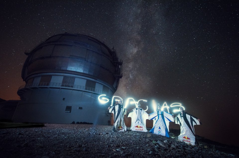  The fearless foursome hold a 'thank you' sign on the Spanish owned island