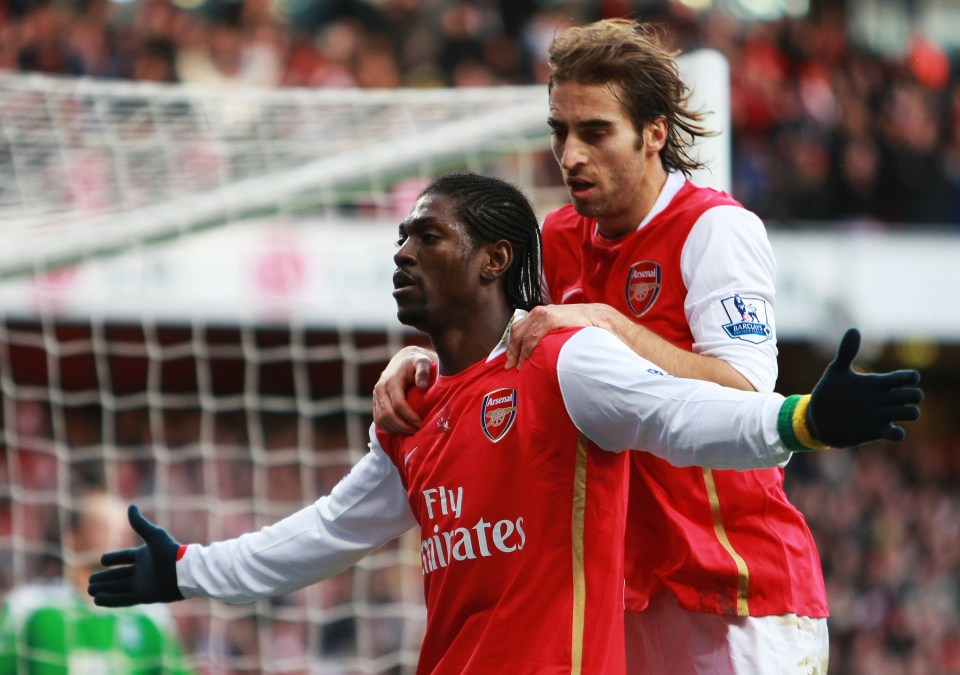  Emmanuel Adebayor (L) and Mathieu Flamini are set to sign for Caykur Rizespor