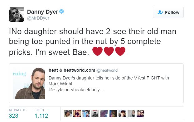  Danny tweeted about the incident