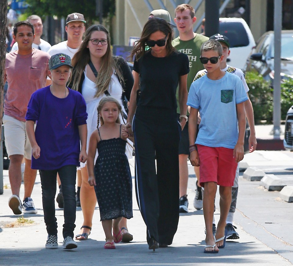  Victoria Beckham was on full-time mummy duty as she treated her brood to lunch in LA this week