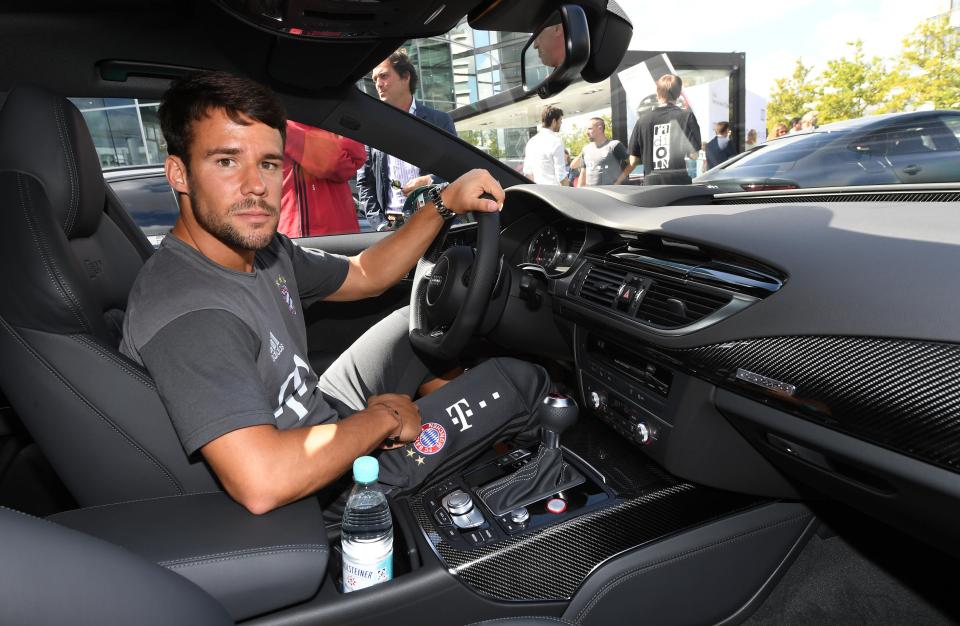  Juan Bernat shows off the interior of his new vehicle after getting it from Audi