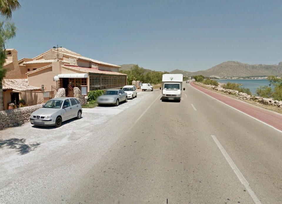  Holiday horror... British tourist Hillary Jennings was knocked down and killed by a van [not pictured] as she crossed this road in Majorca this morning