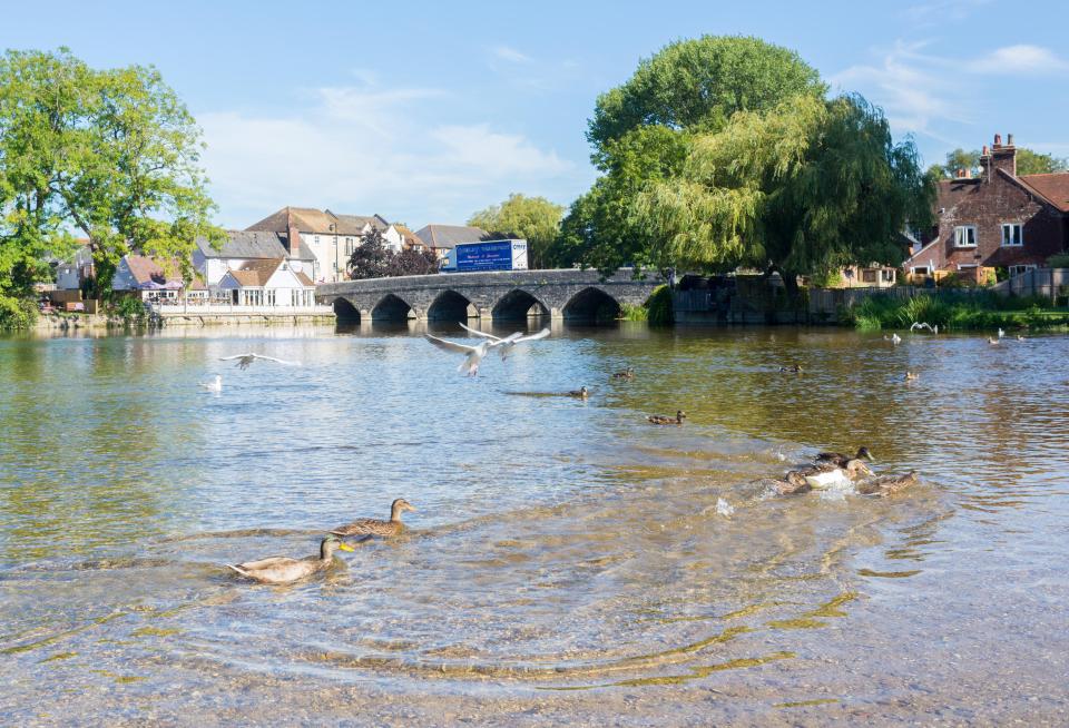  Ducks splashed around in picturesque Fordingbridge in Hampshire as the mercury nudged the high 20s