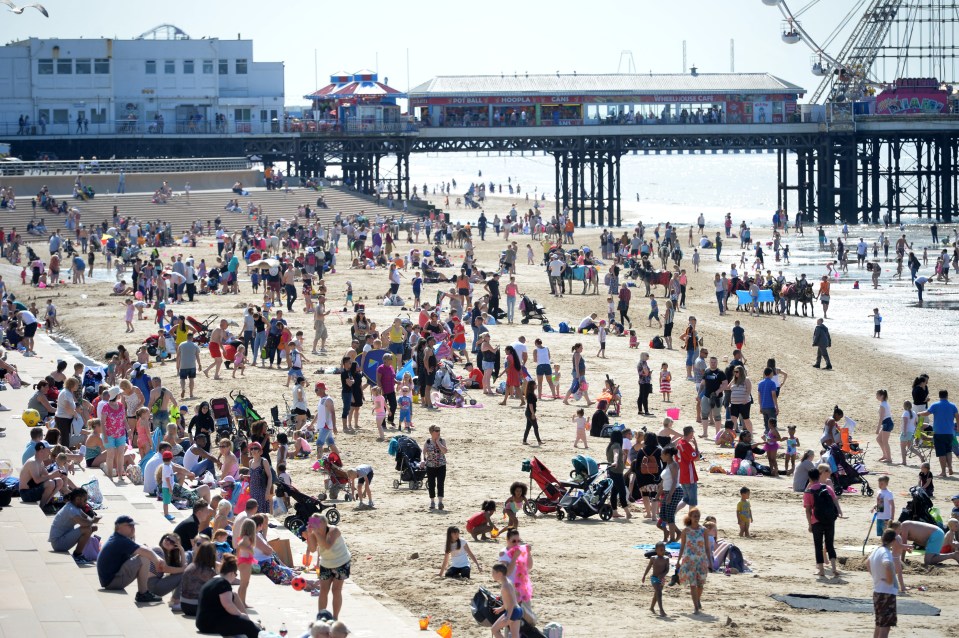  Day trippers bask in a heat resurgence on Blackpool beach today