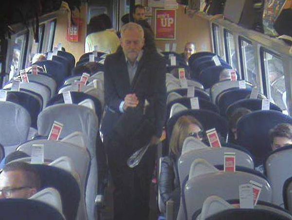  Jeremy Corbyn on the apparently full Virgin train on which he couldn't find a seat