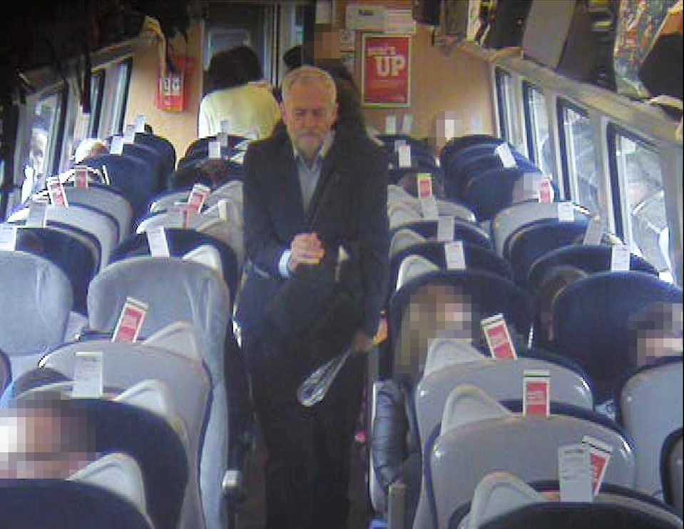  CCTV was released showing Mr Corbyn walking past empty seats