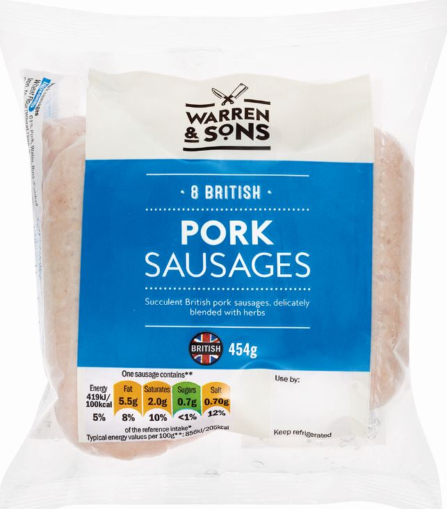  A packet of eight sausages is just 85p