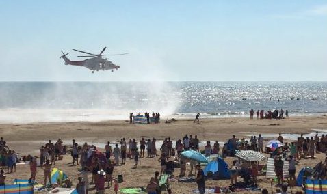  Emergency teams were called to Camber Sands, near Rye, East Sussex, at about 2.15pm