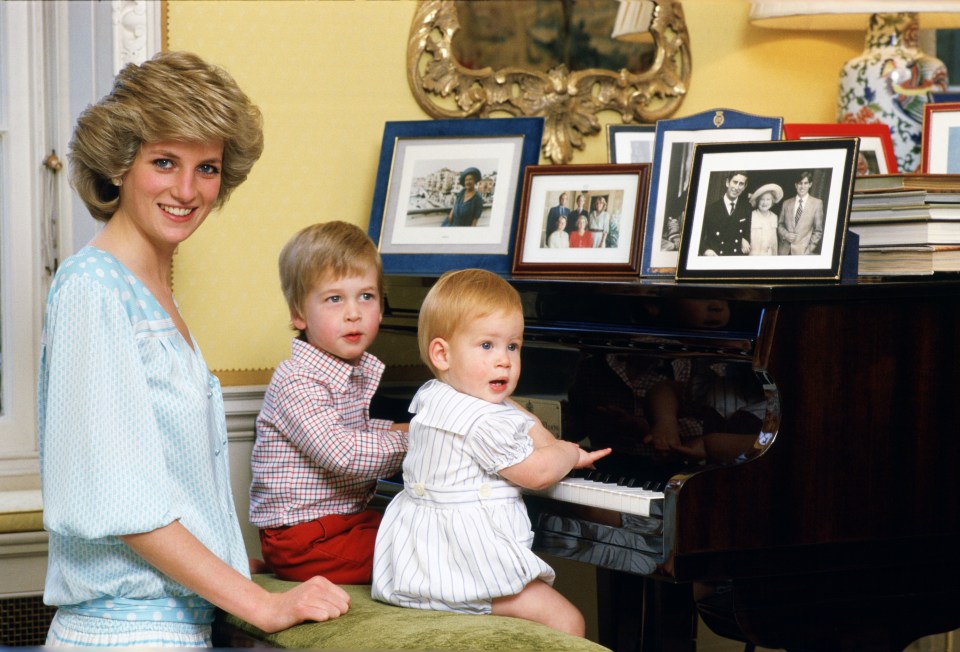 Diana, Princess of Wales with her sons, Prince William and Prince Harry