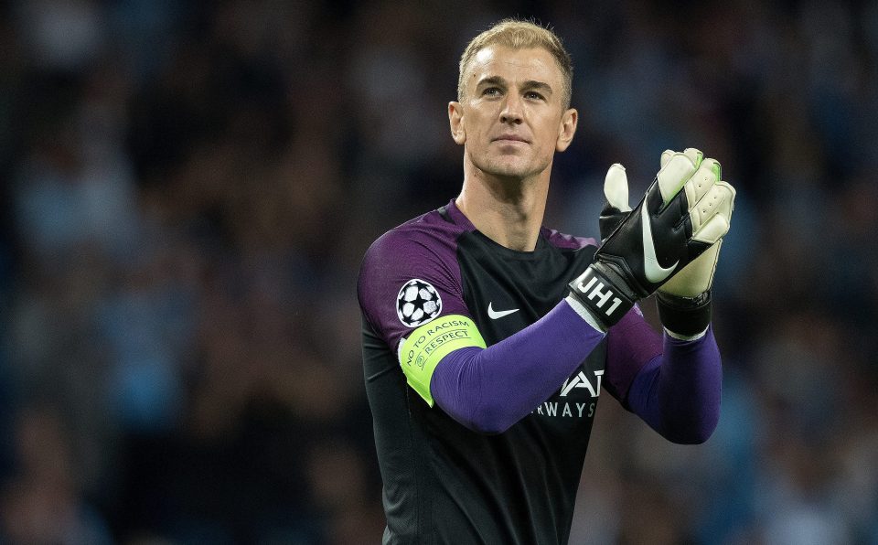  Joe Hart applauds supporters after what could be his final game for the club