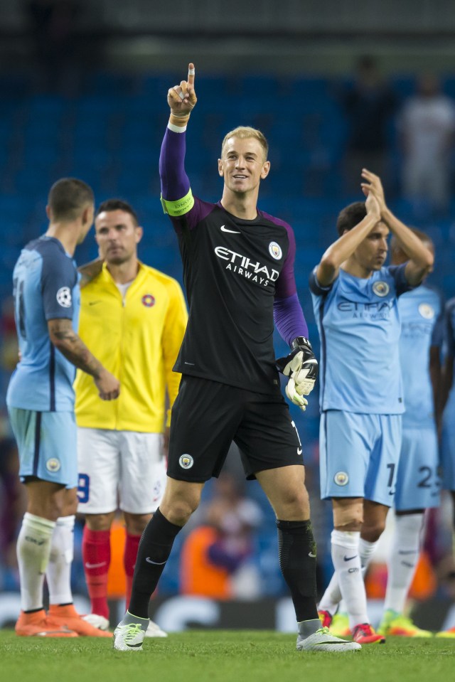  Joe Hart's only appearance this season for City came in the second-leg of last week's Champions League qualifier against Steaua Bucharest