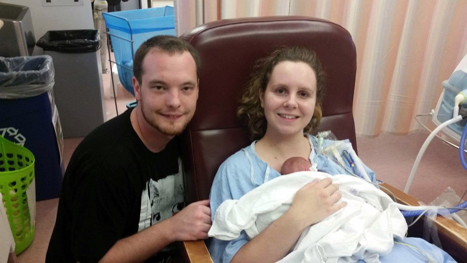  Stephanie and Tyler with Hailey in hospital