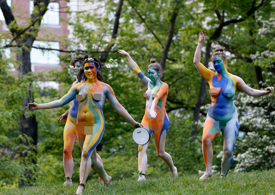  Actresses frolick naked in Central Park during May's performance