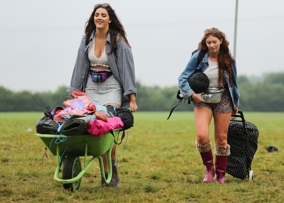  Music fans arrive at a damp Leeds Festival in West Yorkshire today, with rain forecast ahead of the three-day event