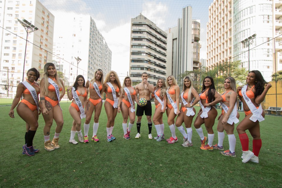 Batch of Miss Bumbum contestants line up for a pre-match photo