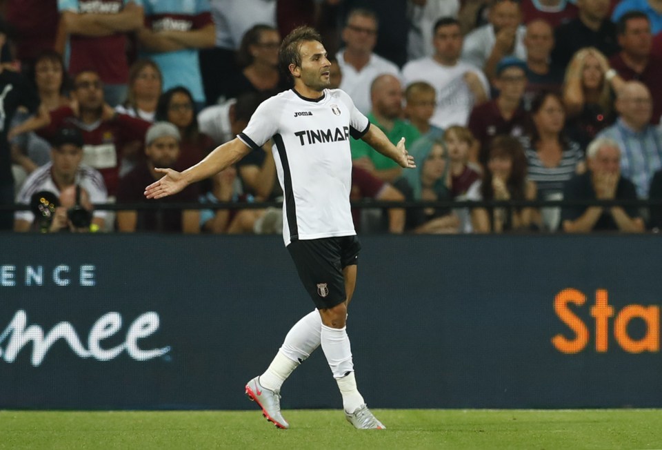  Filipe Teixiera celebrates scoring just before half time at the London Stadium