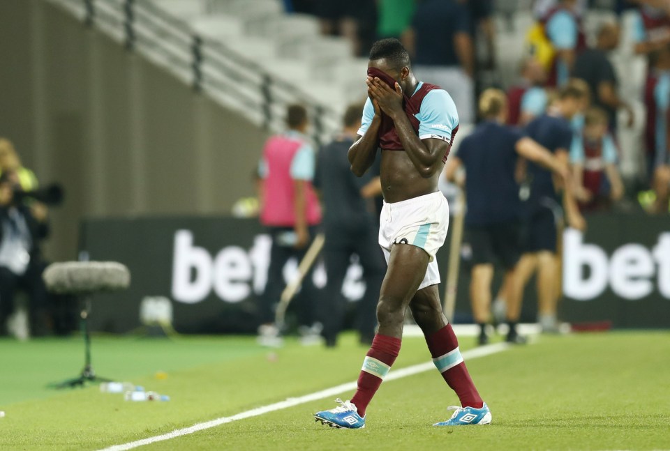  Michail Antonio looks dejected after the match after he was powerless to prevent his side crashing out