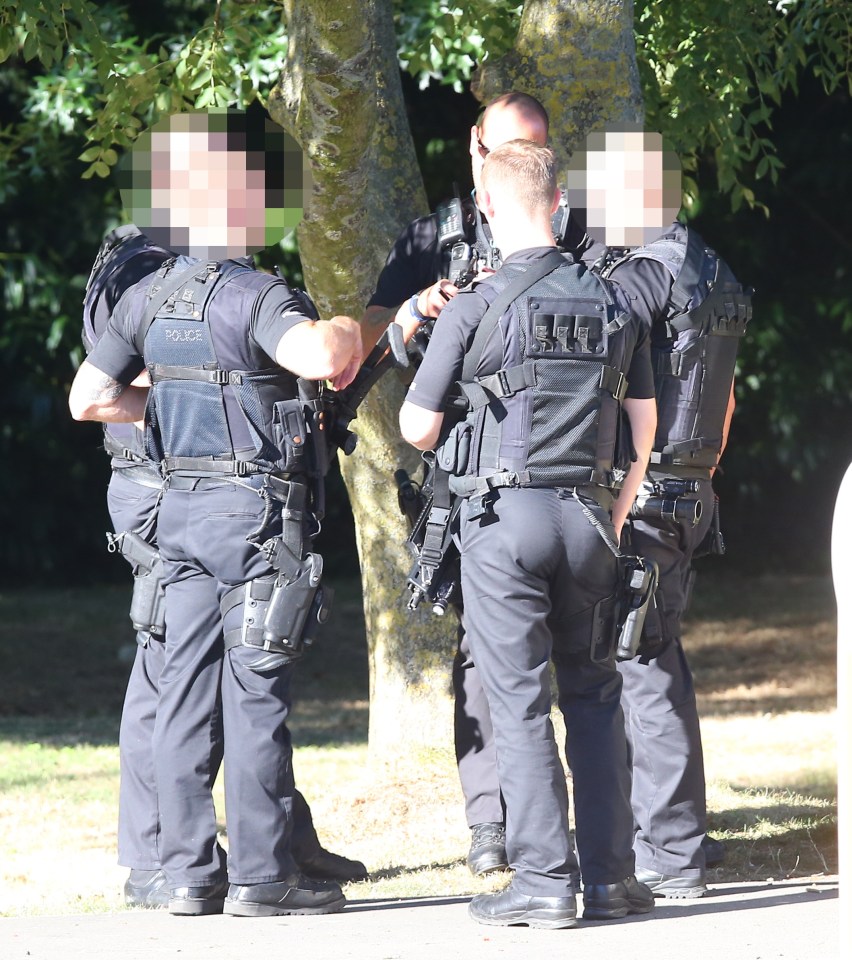 Huge Armed police operation outside Elstree studios