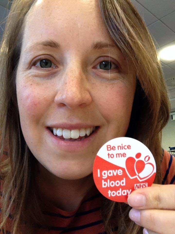  Jenna's friend Hayley with her give blood badge