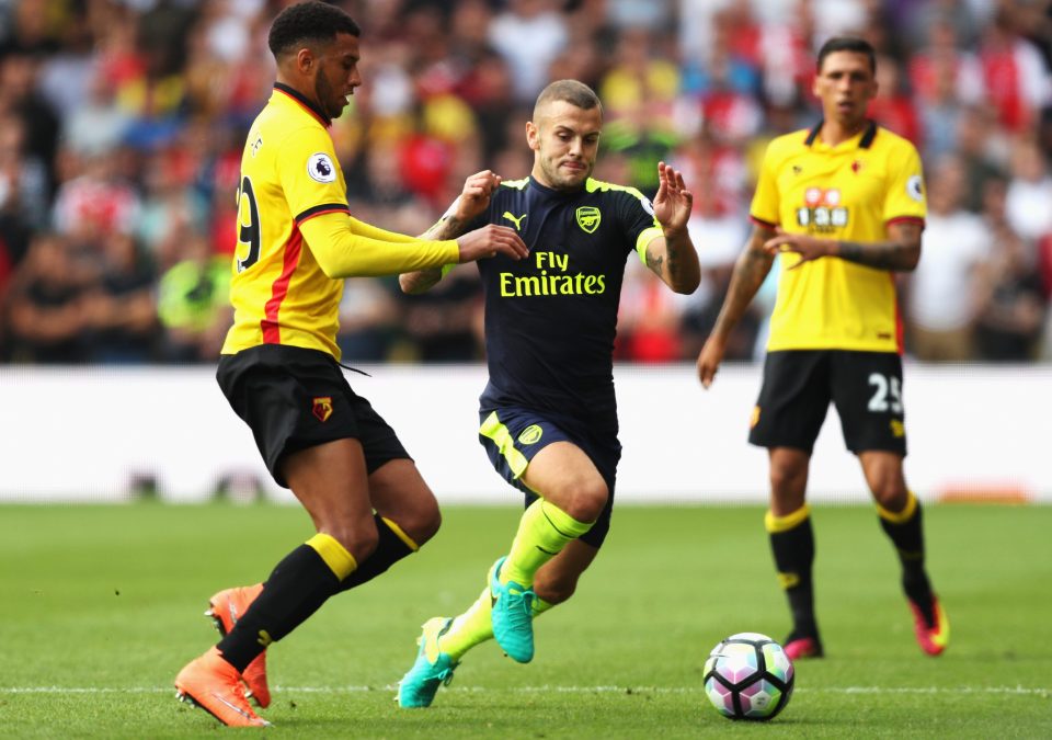  Jack Wilshere in action against Watford in what could be his last game for Arsenal