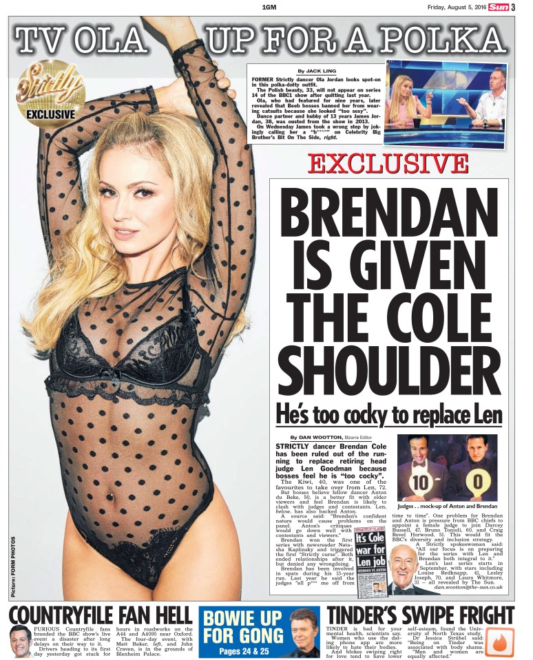 The Sun exclusively revealed that many backstage at Strictly feel Brendan is too arrogant for the role of judge 