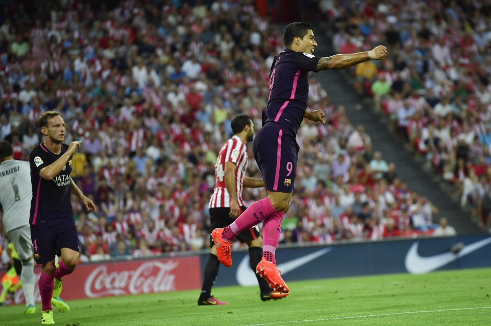  Luis Suarez appeared very pleased with his classy assist