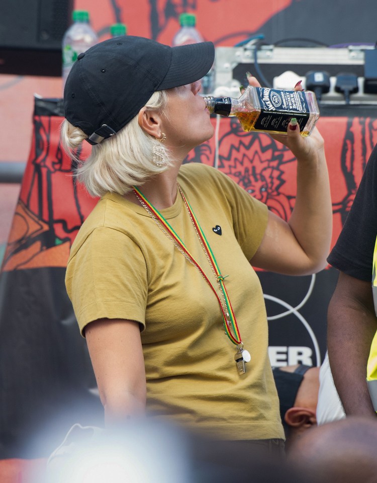  This week she was snapped in a marathon booze session at London's Notting Hill Carnival